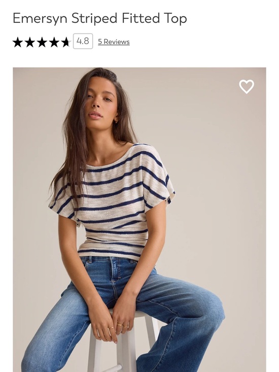 Altar'd State Tops - NWT ALTARD STATE EMERSYN STRIPED FITTED TOP XL IVORY/NAVY